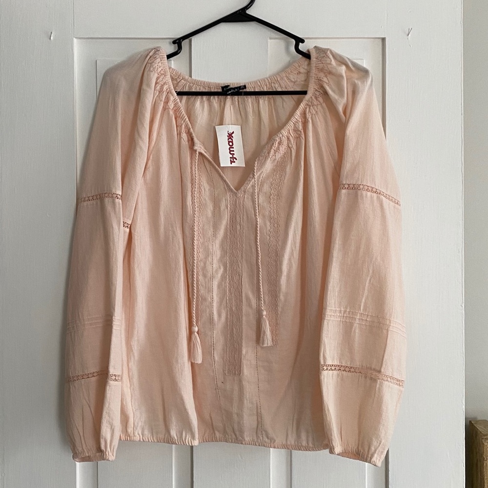 Abercrombie & Fitch Blush Pink Lace Peasant Top